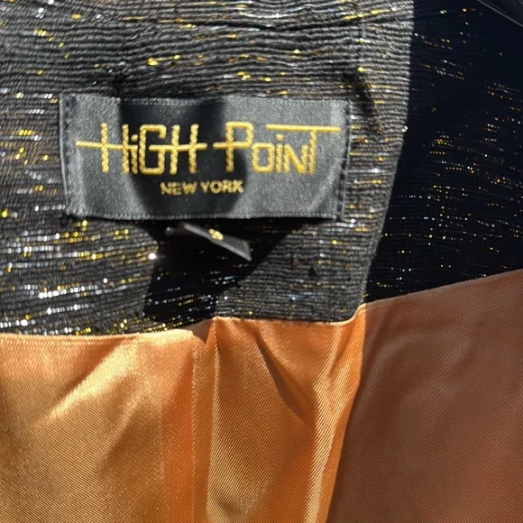 Vintage 1980s Black Silver Gold Metallic Tuxedo Jacket sz s USA made